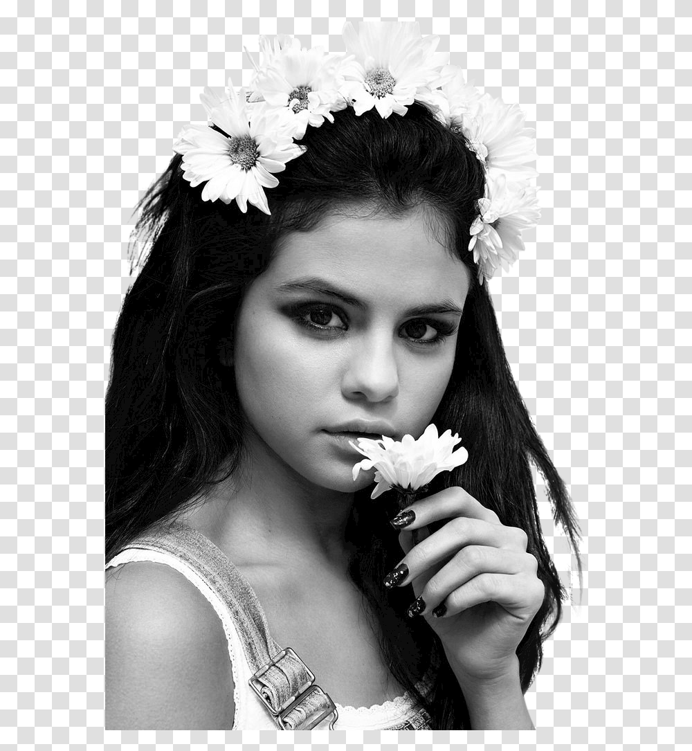 Selena Gomez And Flowers Image Selena Gomez With Flower, Face, Person, Finger, Plant Transparent Png