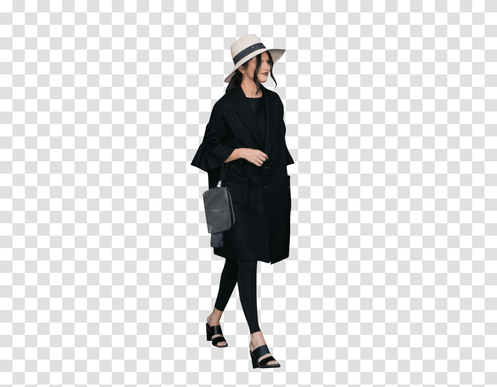 Selena Gomez Black Dress, Apparel, Overcoat, Hat Transparent Png