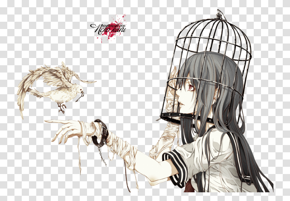 Self Harm Anime Girl, Bird, Animal, Person, Costume Transparent Png