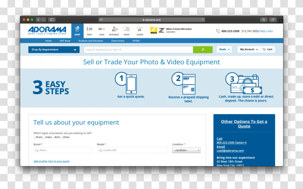 Sell Or Trade Camera Gear On Adorama Adorama, File, Webpage, Electronics, Computer Transparent Png