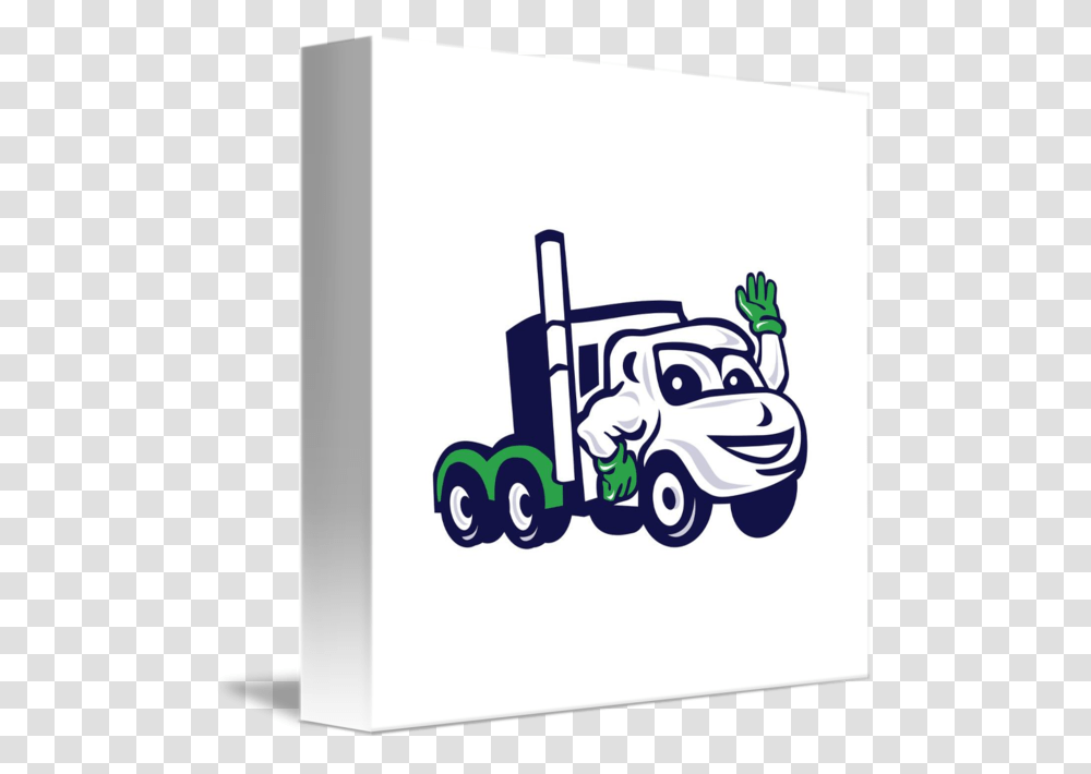 Semi Truck Rig Waving Cartoon, Vehicle, Transportation, Luggage Transparent Png
