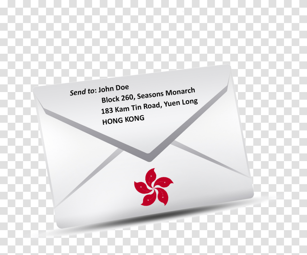Send A Letter To Hong Kong Download Send Letter To Hong Kong, Envelope, Business Card, Paper Transparent Png