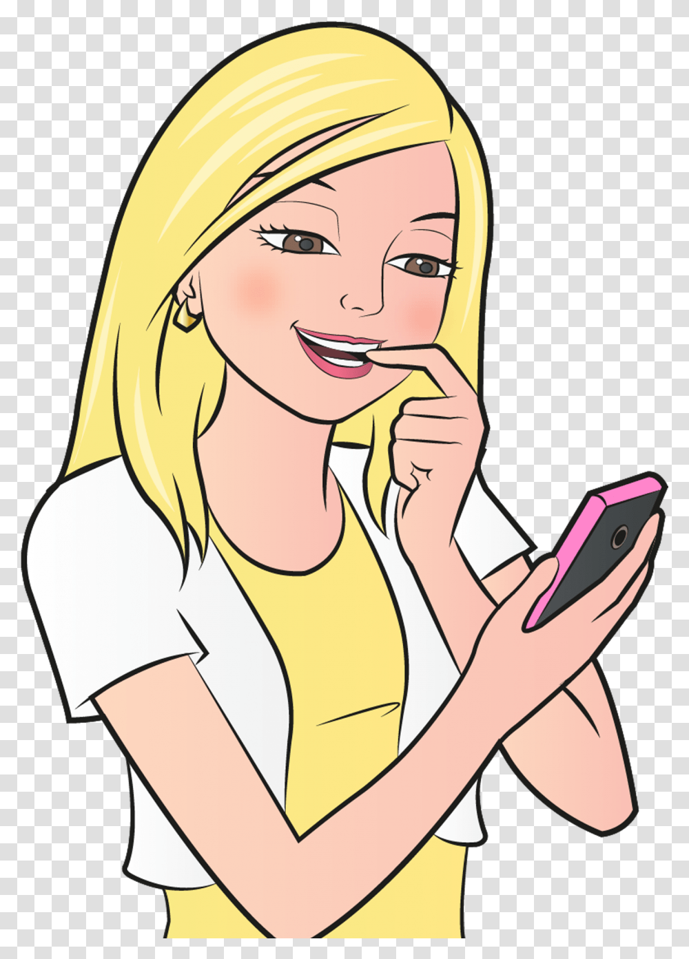 Send Text Messages Cartoon, Person, Human, Face, Female Transparent Png