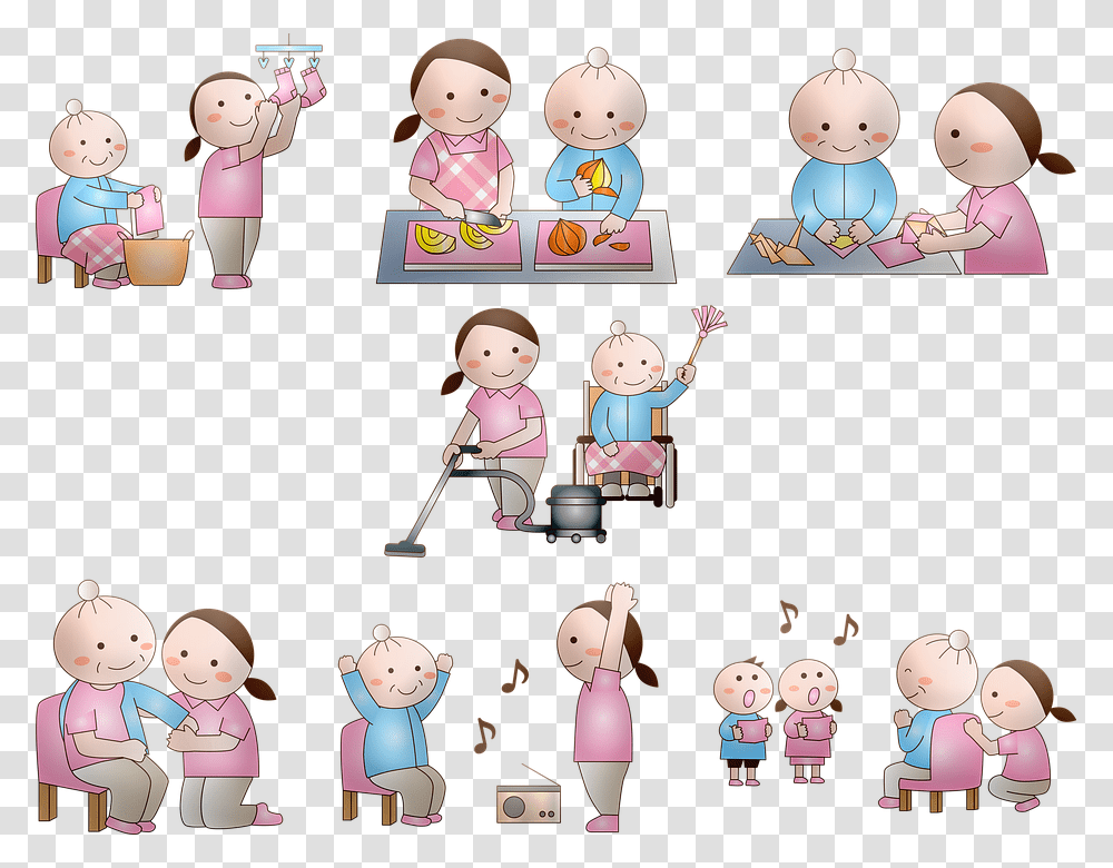 Senior Citizen Cartoon Caretaker, Doll, Toy, Figurine Transparent Png