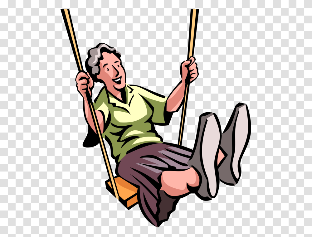 Senior Citizen Swinging On Swing, Person, Outdoors, Furniture, Water Transparent Png