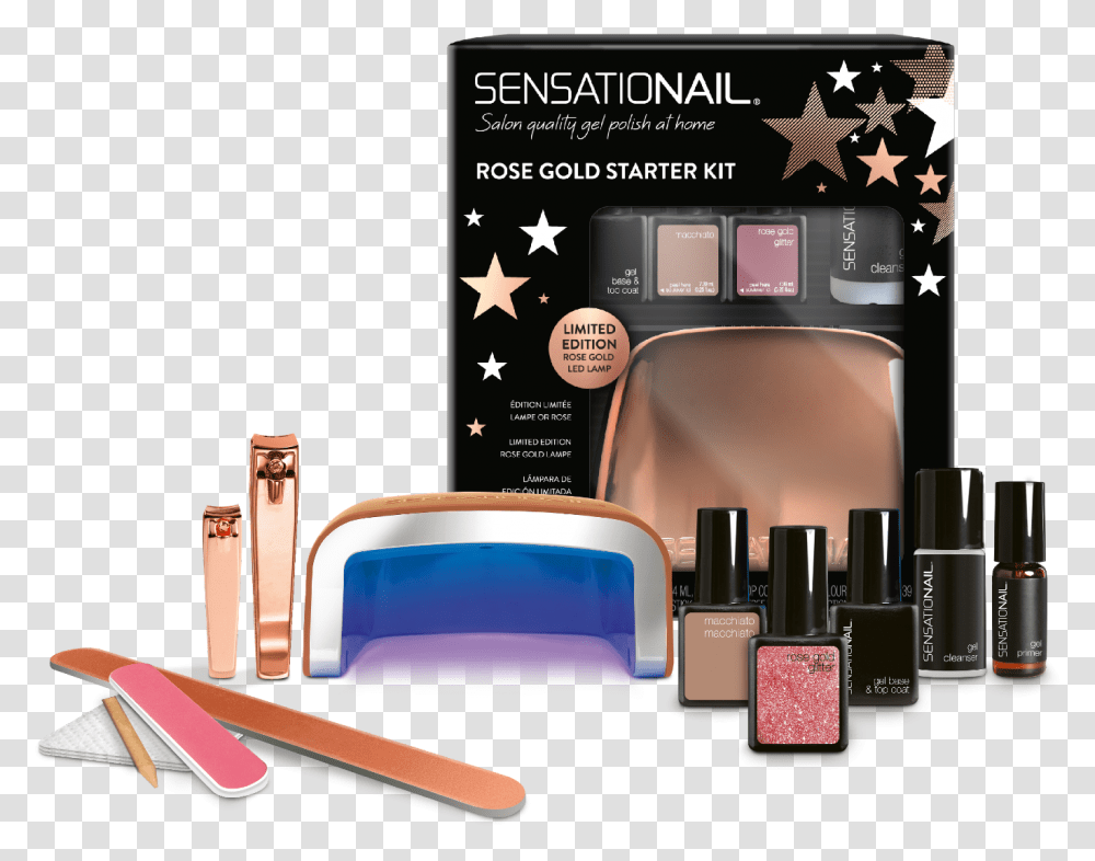 Sensationail Limited Edition Rose Gold Kit Sensationail All Stars Gel Polish Starter Kit, Bottle, Cosmetics, Belt, Accessories Transparent Png