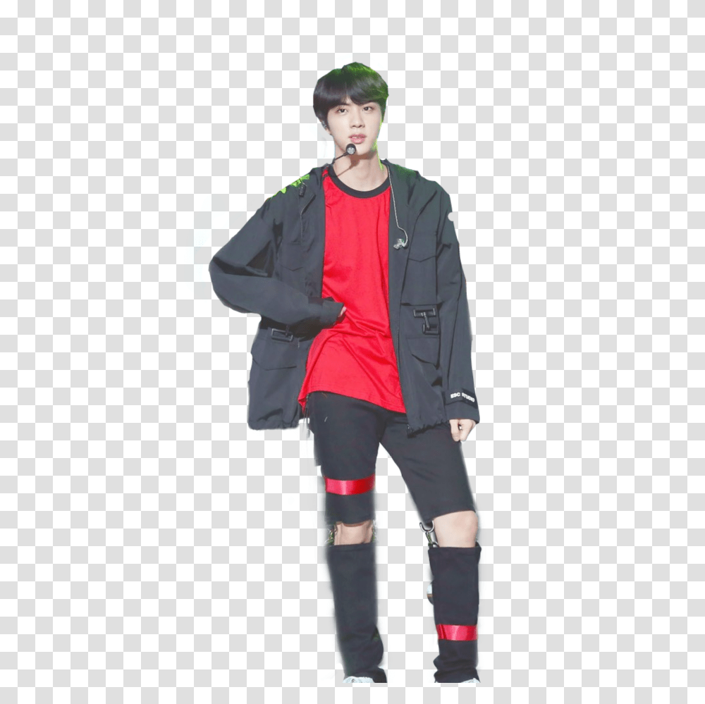 Seokjin Anpanman Jin Bts Red Black, Person, Costume, Coat Transparent Png