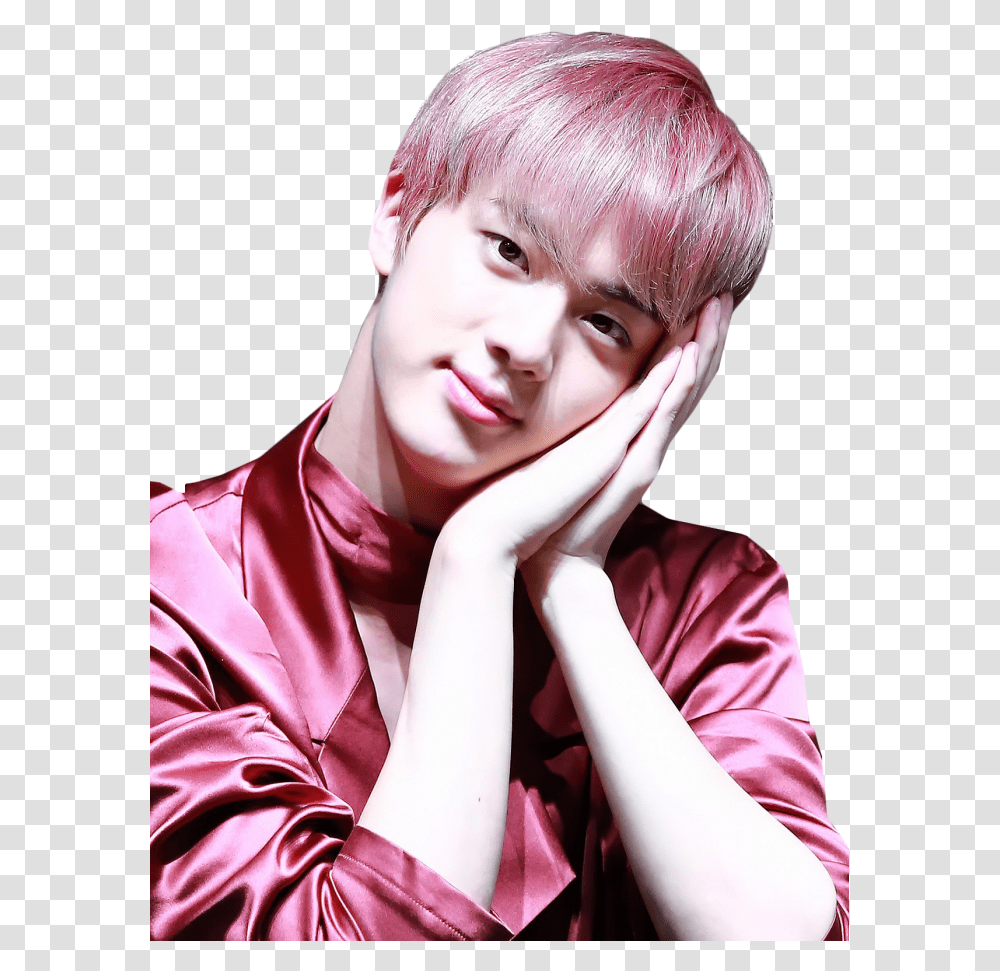 Seokjin Bts Pink Hair Color, Person, Fashion, Robe Transparent Png