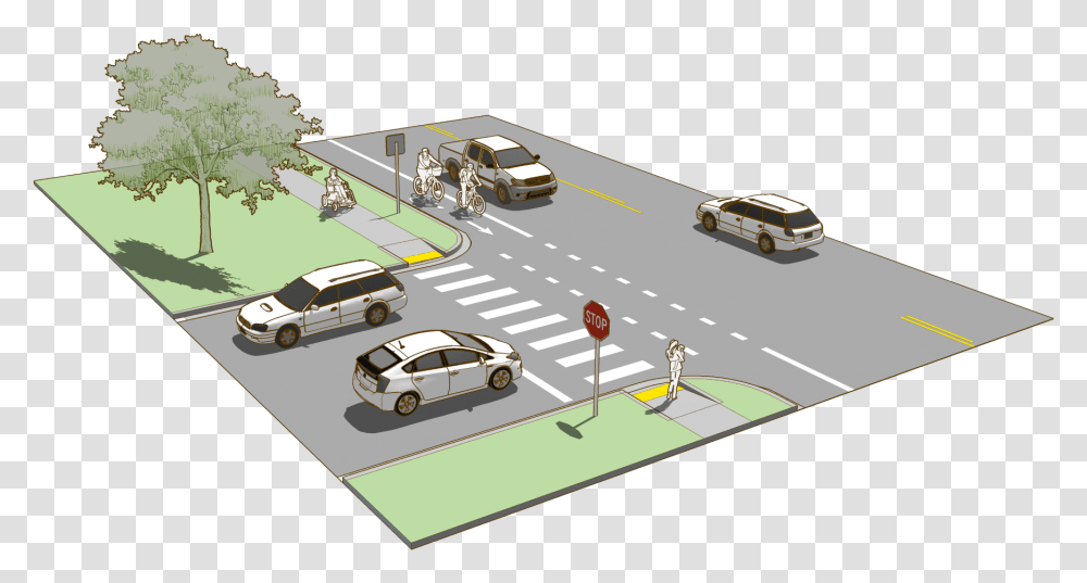 Separated Bike Lane Design, Road, Tarmac, Car, Vehicle Transparent Png