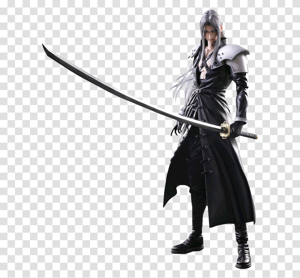 Sephiroth Play Arts Action Figure, Person, Human, Samurai, Duel Transparent Png
