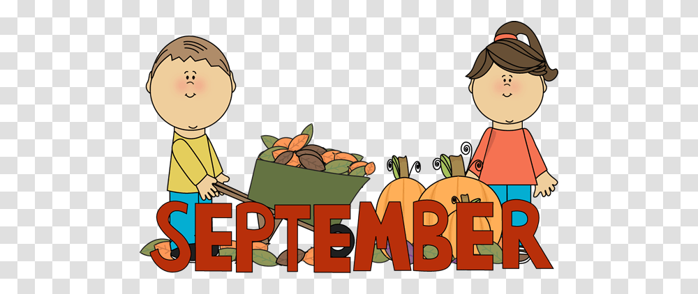 September September Fall Kids Clip Art Image The Word September, Plant, Produce, Food, Outdoors Transparent Png