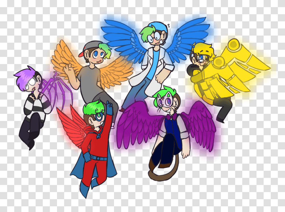 Septiscape Egos With Wings Cartoon, Person, Human, Angel Transparent Png