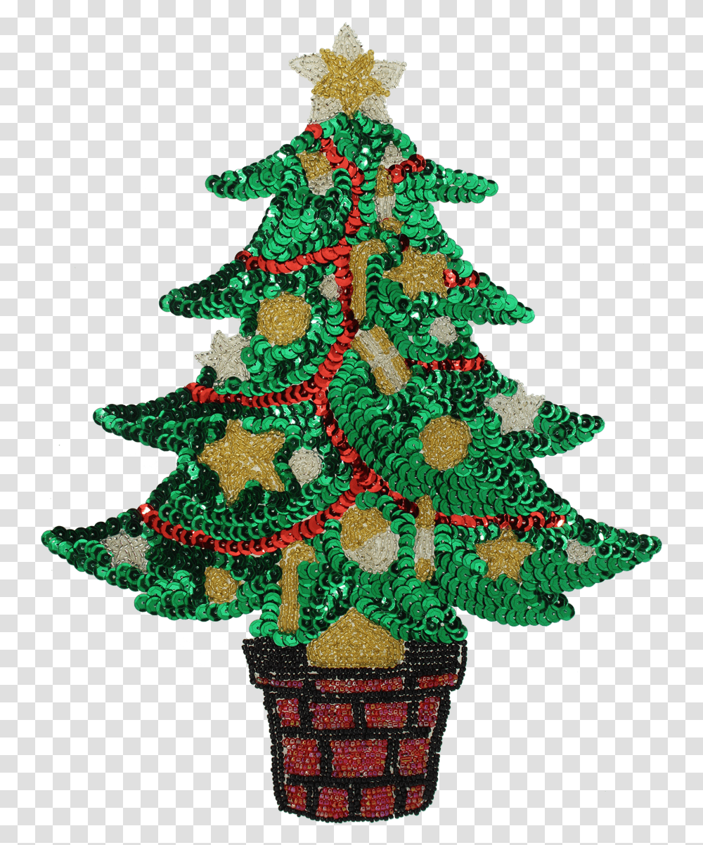 Sequin Beaded Applique Christmas, Tree, Plant, Ornament, Christmas Tree Transparent Png