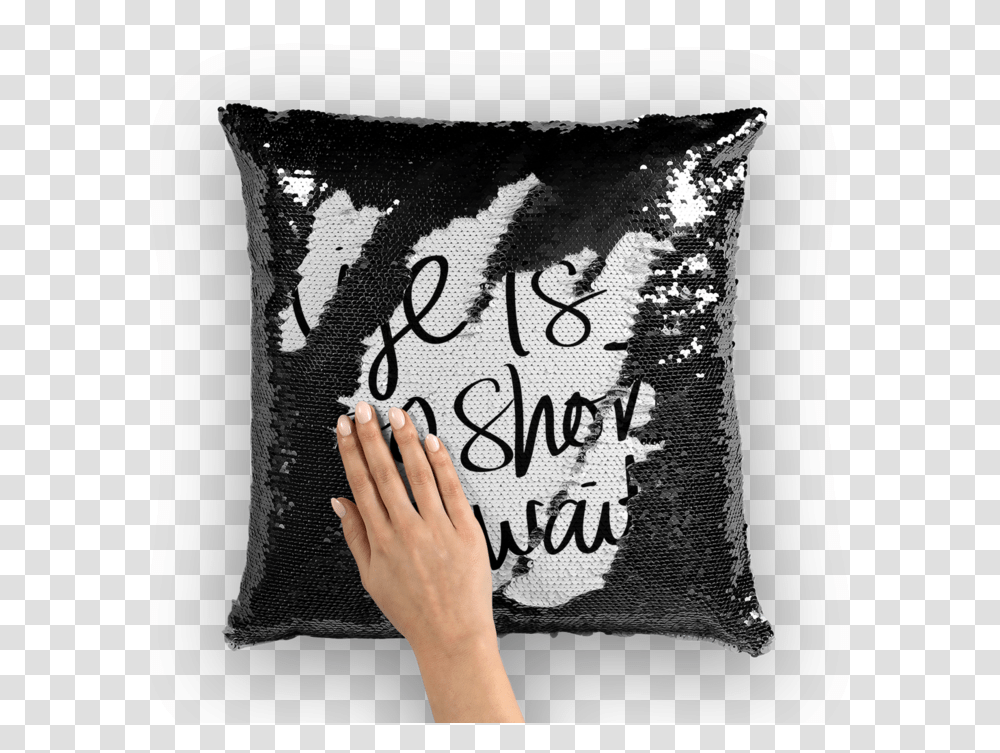 Sequin Cushion Quotes, Pillow, Person, Human Transparent Png