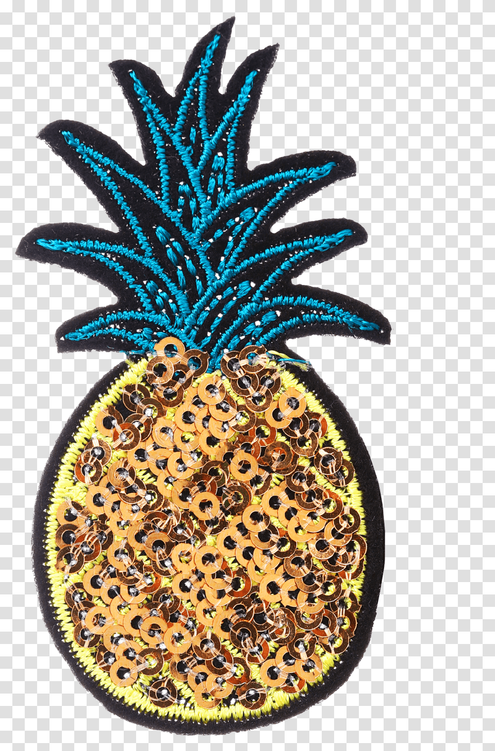 Sequins Golden Pineapple Patch Regnbue Ananas, Plant, Chandelier, Rug, Bush Transparent Png