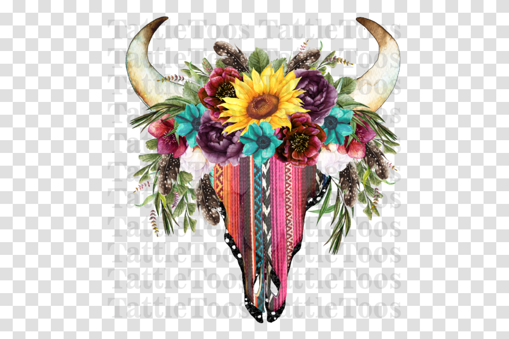 Serapefloral Bull Skull Cow Skull With Flowers, Plant, Blossom, Flower Bouquet, Flower Arrangement Transparent Png