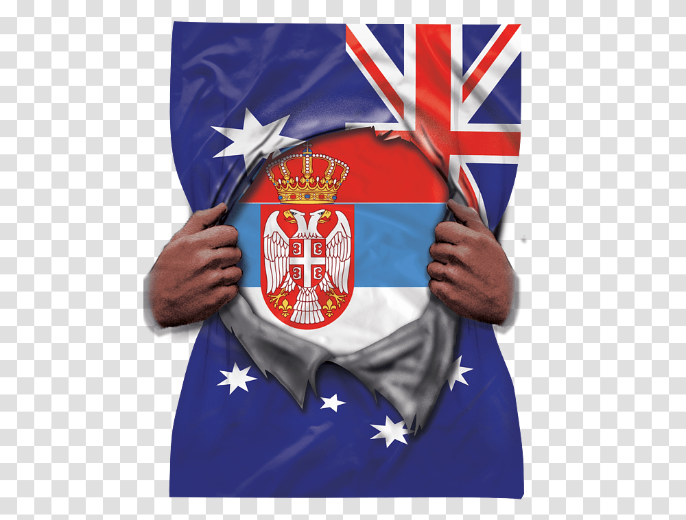 Serbia Flag Australian Ripped Yoga Mat Serbia, Symbol, Clothing, Logo, Person Transparent Png