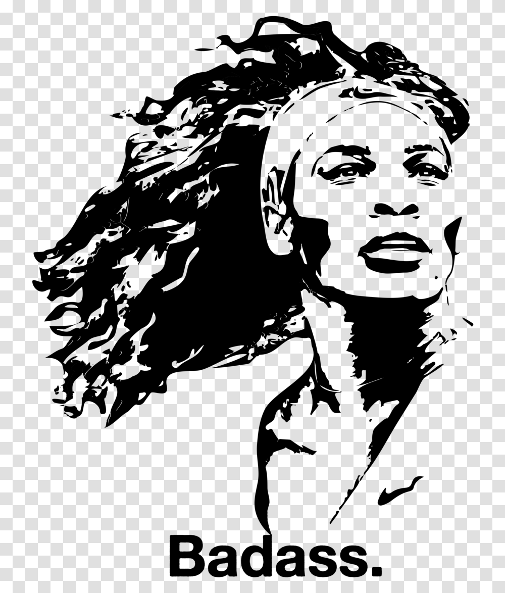 Serena Badass Serena Williams Stencil, Gray, World Of Warcraft Transparent Png