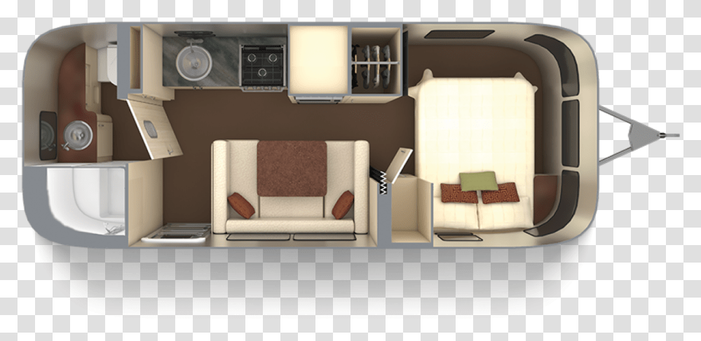 Serenity 23fb With Oyster Interior Decor Airstream Flying Cloud, Furniture, Couch, Interior Design, Indoors Transparent Png