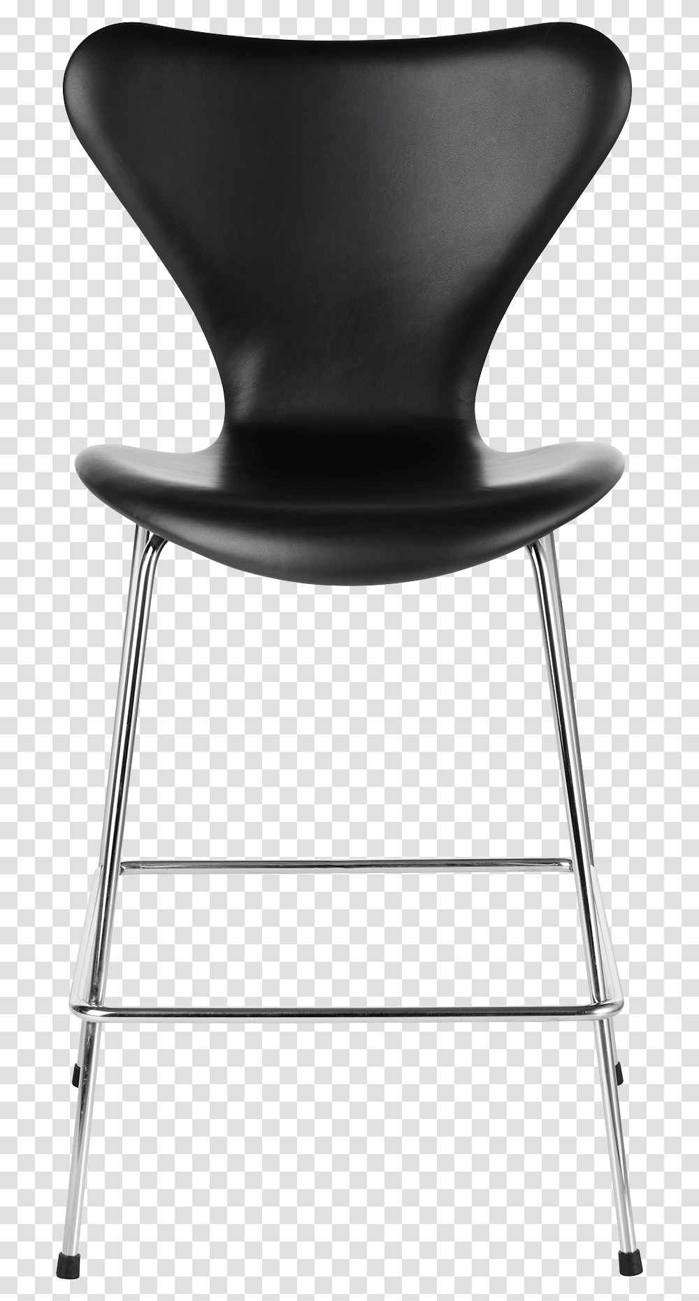 Series 7 Barstool Fully Upholstered Black Leather Fritz Hansen, Chair, Furniture, Bar Stool Transparent Png