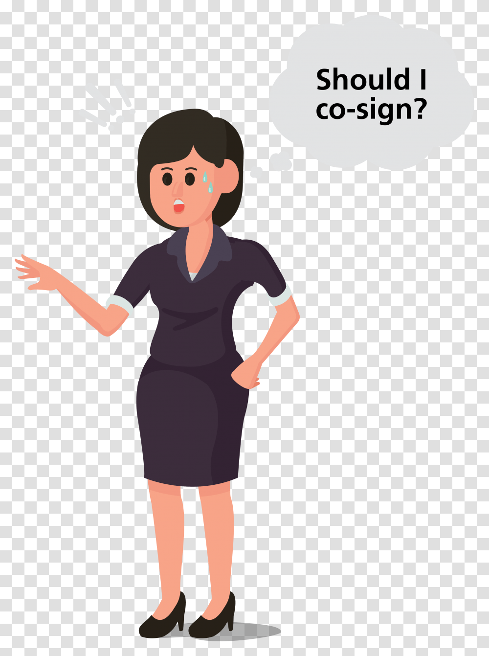 Serious Person Clipart Cartoon, Dress, Female, Standing Transparent Png