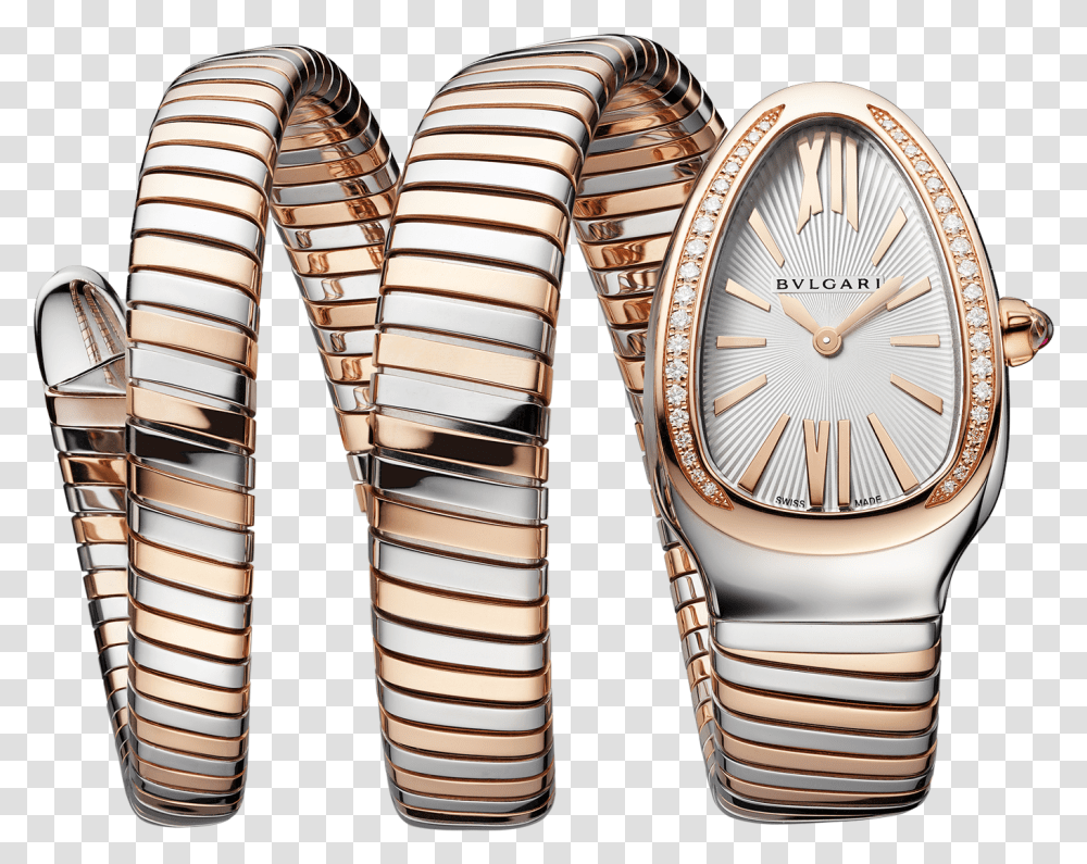 Serpenti Tubogas Rose Gold Steel Watch 103149 Bvlgari Bvlgari Serpenti Watch, Clothing, Apparel, Sandal, Footwear Transparent Png