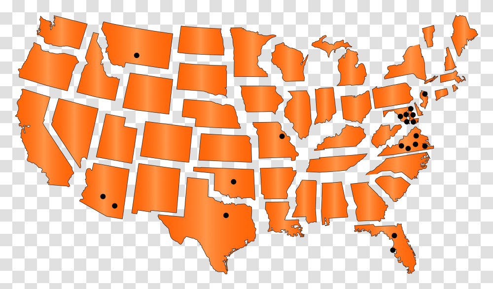 Service Areas Black Dots 08 Magnetic United States Map Whiteboard, Plant, Produce, Food Transparent Png