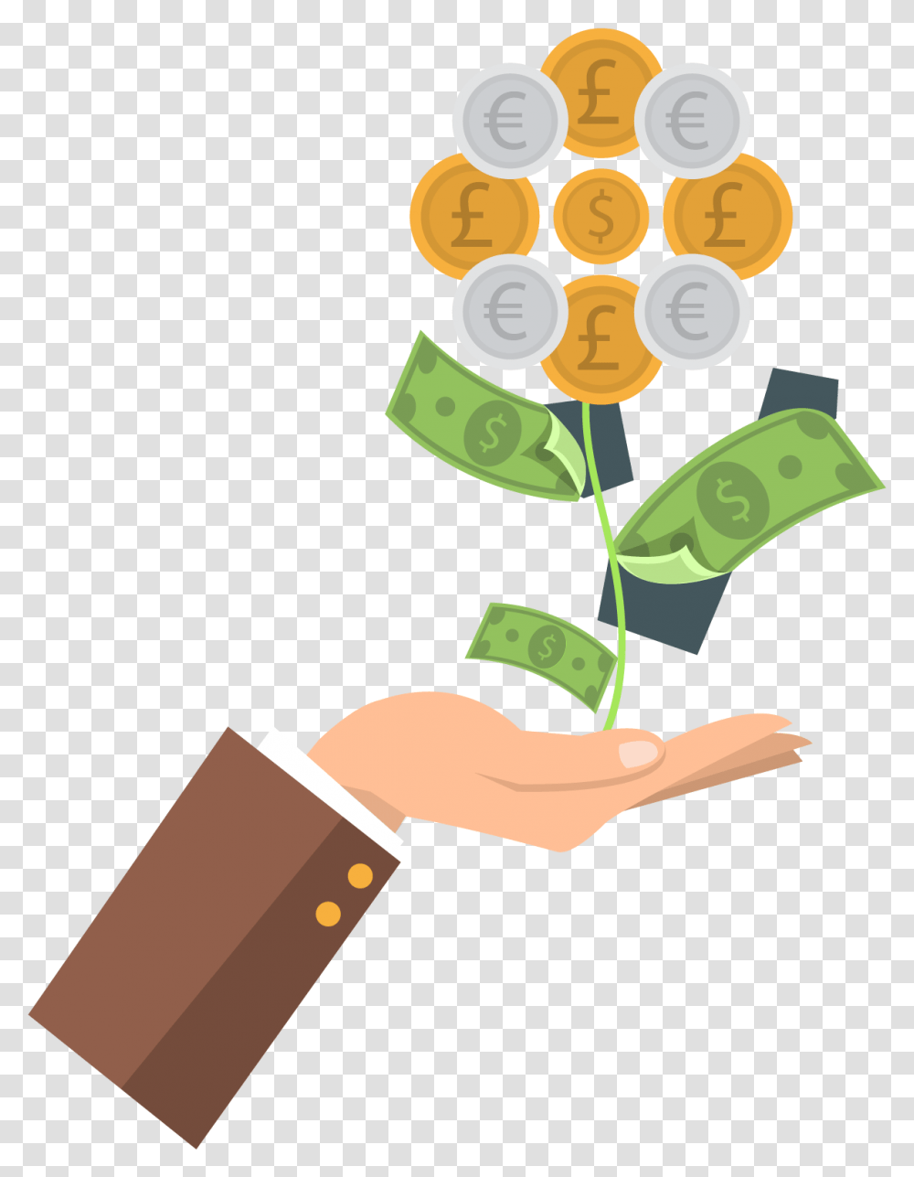 Service Business Money Hand Vector Gold Bank Clipart Mua Nh Hay Thu Nh, Plant, Flower, Blossom, Hammer Transparent Png