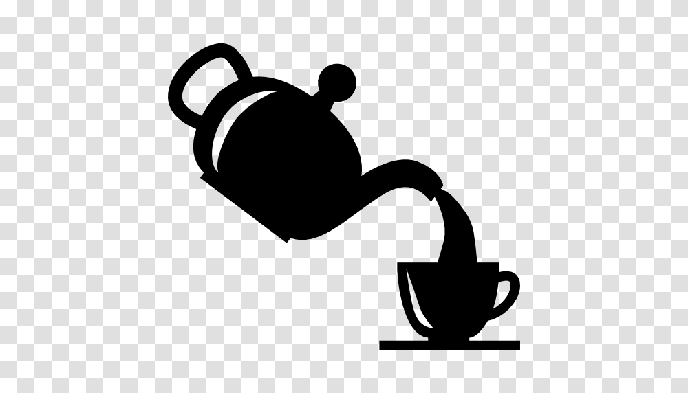 Serving Tea In A Cup From A Teapot, Silhouette, Stencil, Pottery, Coffee Cup Transparent Png