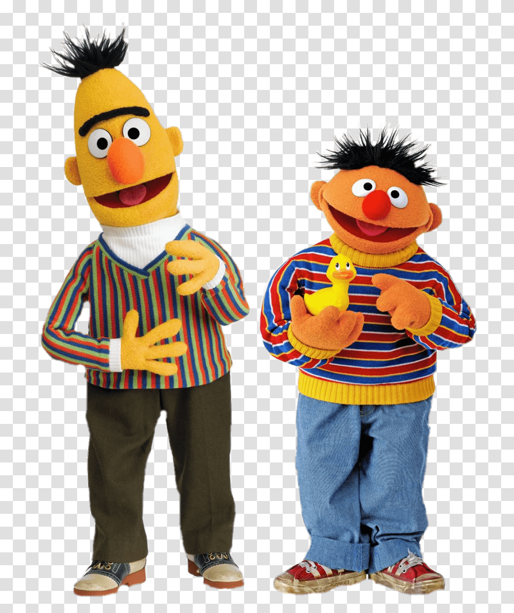 Sesame Street Bert And Ernie With Duck Bert Ernie, Person, Human, Toy, Costume Transparent Png