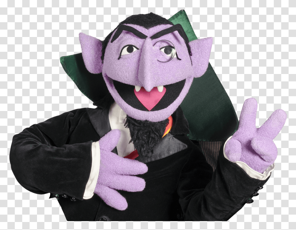 Sesame Street Count Von Count Peace Sign Count Sesame Street, Apparel, Mascot, Person Transparent Png
