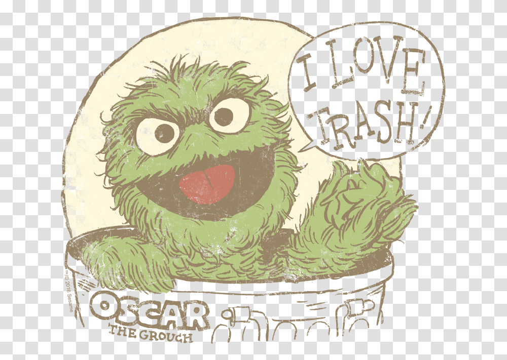 Sesame Street I Love Trash Youth T Shirt Ages 812 Cartoon, Animal, Mammal, Wildlife, Text Transparent Png