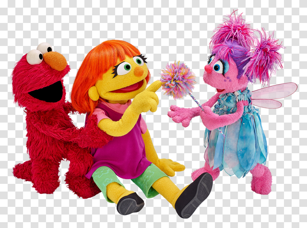 Sesame Street Julia Elmo And Abby, Toy, Doll, Pinata, Plush Transparent Png