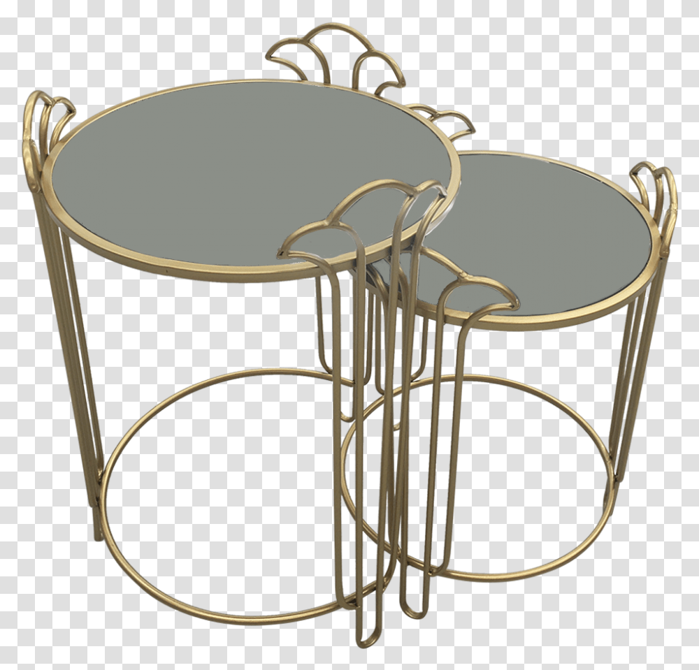 Set 2 Gold Round Side Tables With Overarching Frame Solid, Drum, Percussion, Musical Instrument, Crib Transparent Png