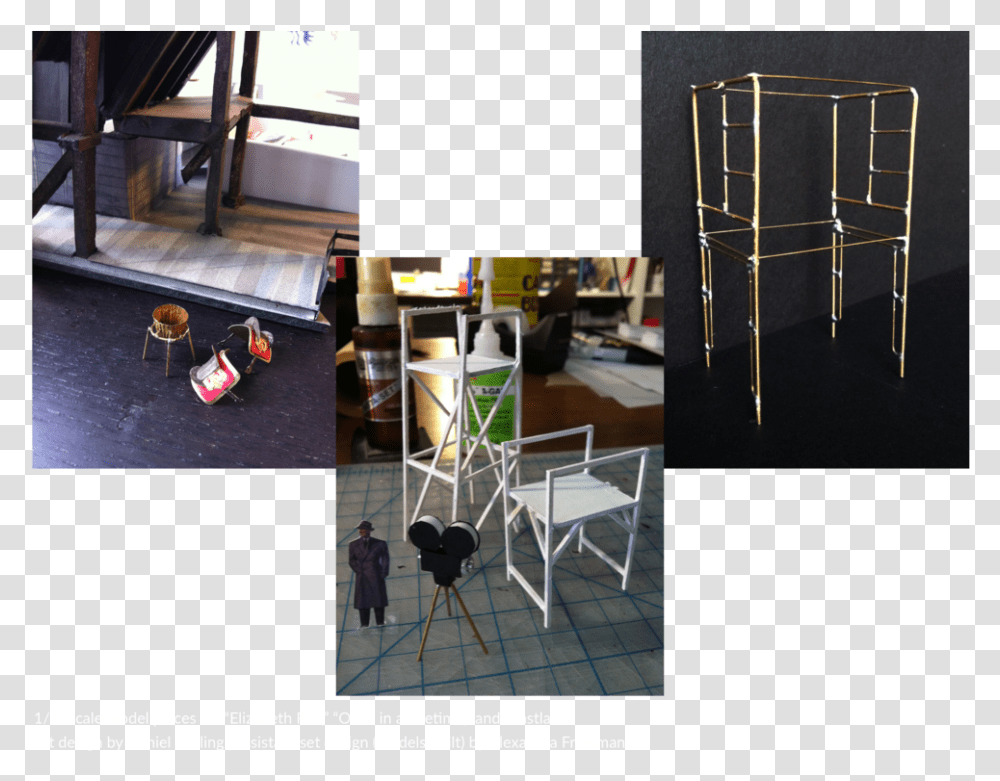 Set Design Models 1 4 Pieces Built For Dan Ostling Folding Chair, Person, Furniture, Tripod, Indoors Transparent Png