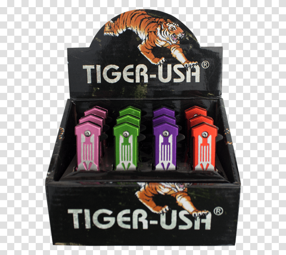 Set Of 12 Punisher Assorted Color Trigger Action Knives Box, Tiger, Wildlife, Mammal, Animal Transparent Png