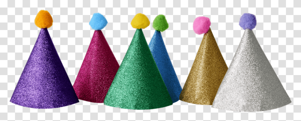 Set Of 6 Glitter Party Hats With Pom By Rice Dk Party Hat, Clothing, Apparel, Cone Transparent Png