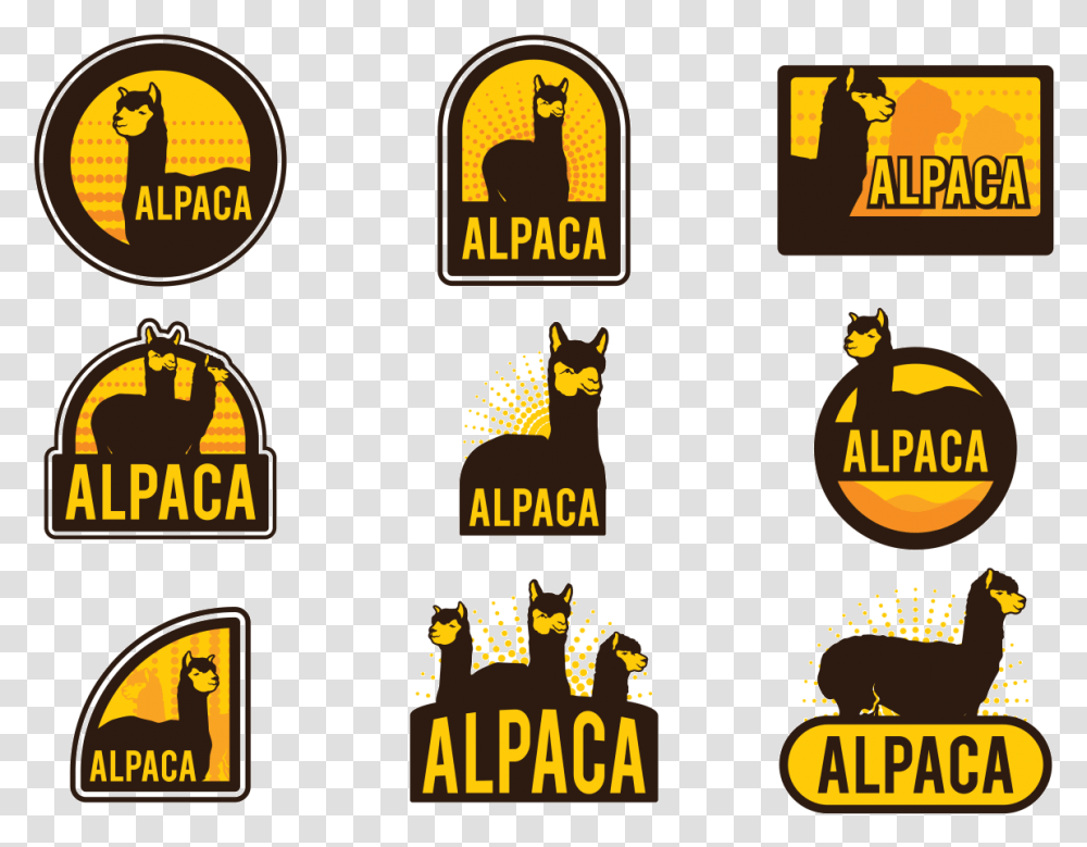Set Of Alpaca Vector Label On Background, Logo, Alphabet Transparent Png