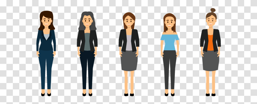 Set Of Businesswoman Standing Girl, Sleeve, Long Sleeve, Person Transparent Png