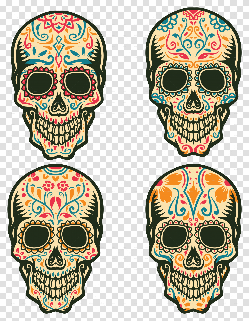 Set Of Sugar Skulls Skull, Sunglasses, Accessories, Skin, Person Transparent Png