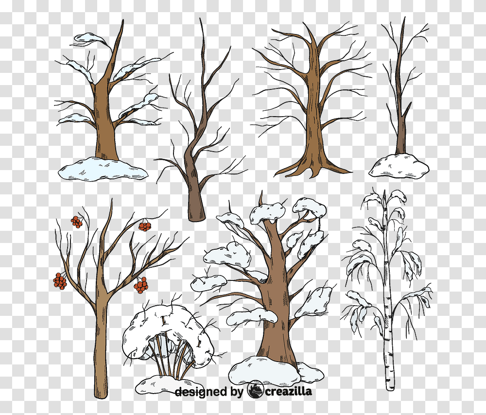Set Of Winter Trees Vector Creative Arts, Plant, Painting, Lighting, Lamp Transparent Png