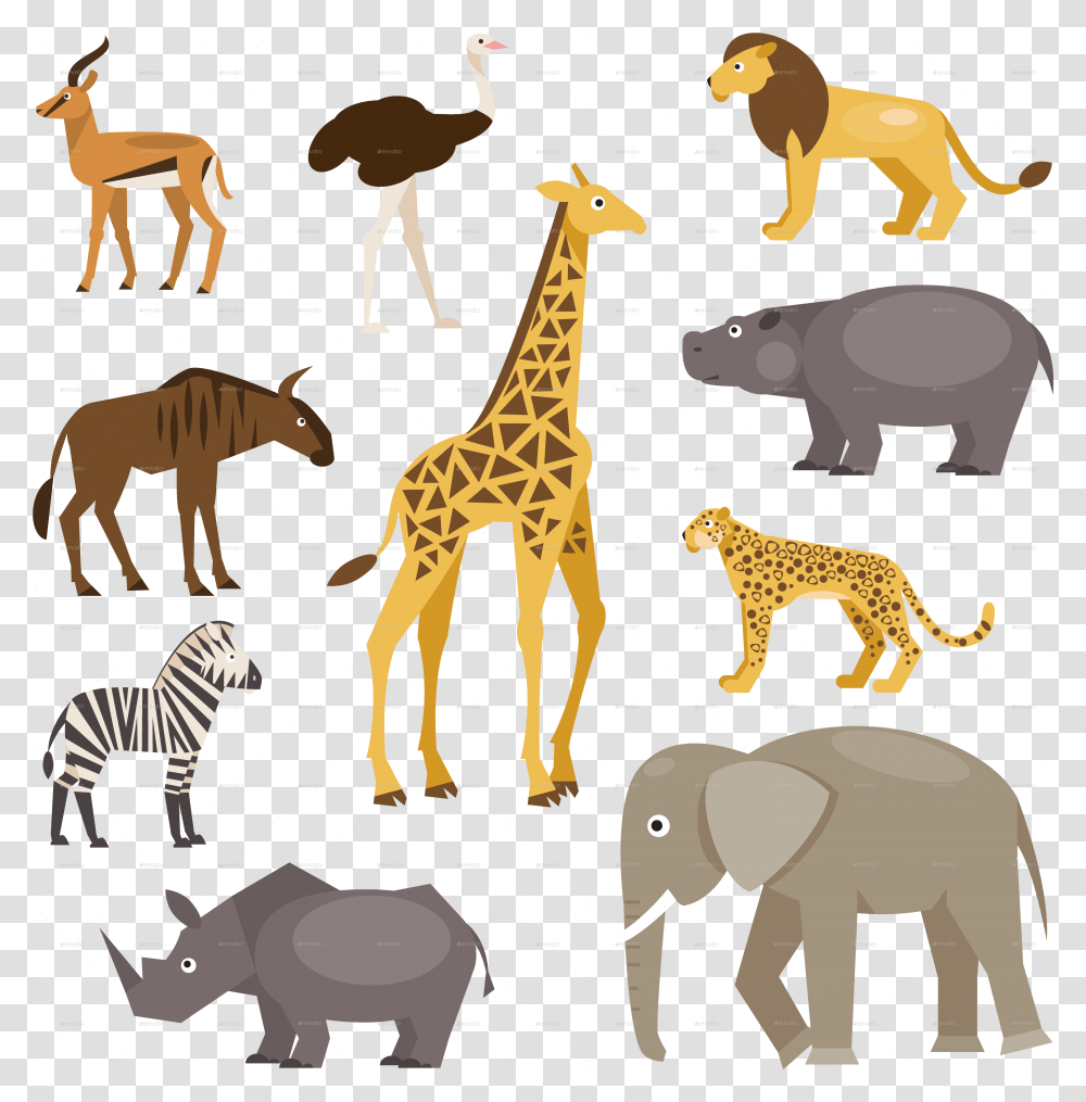 Set Savanna Animals Savanna Animals, Wildlife, Mammal, Giraffe, Deer Transparent Png