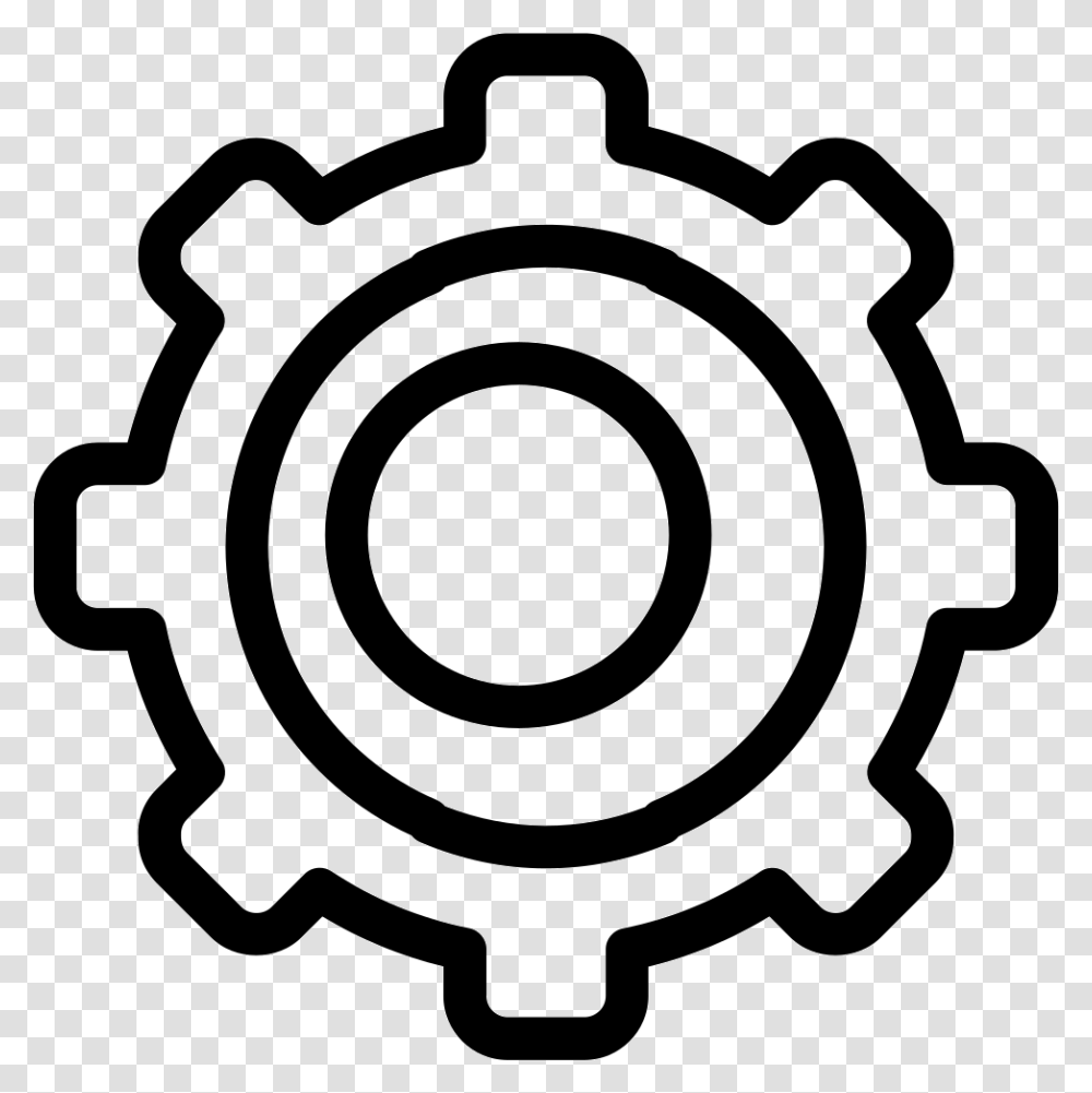 Settings Gear Symbol Outline In A Circle Svg Icon Circle With Arrow Logo, Machine, Grenade, Bomb, Weapon Transparent Png