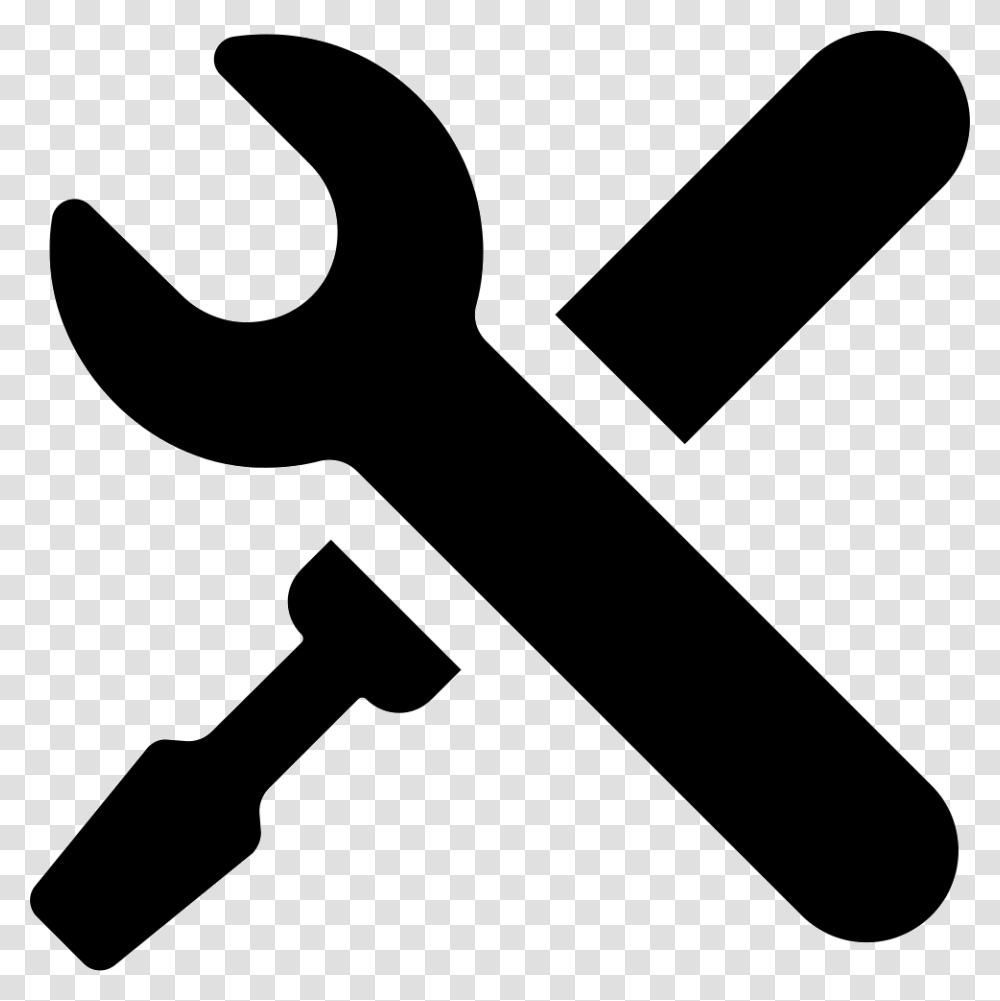 Settings Symbol Of A Cross Of Tools Icon Free Download, Hammer, Key, Wrench, Silhouette Transparent Png