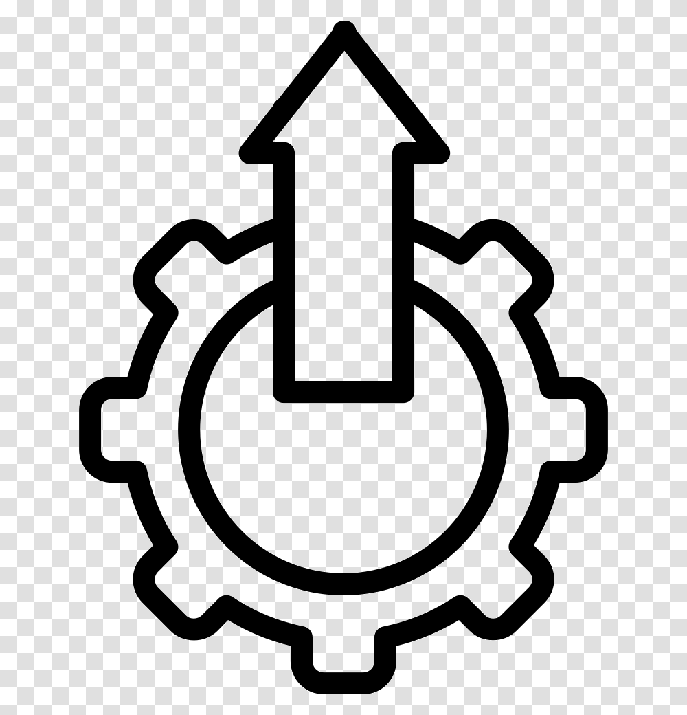 Settings Symbol With Up Arrow In A Circle Arrow Gear Up Icon, Machine, Stencil Transparent Png
