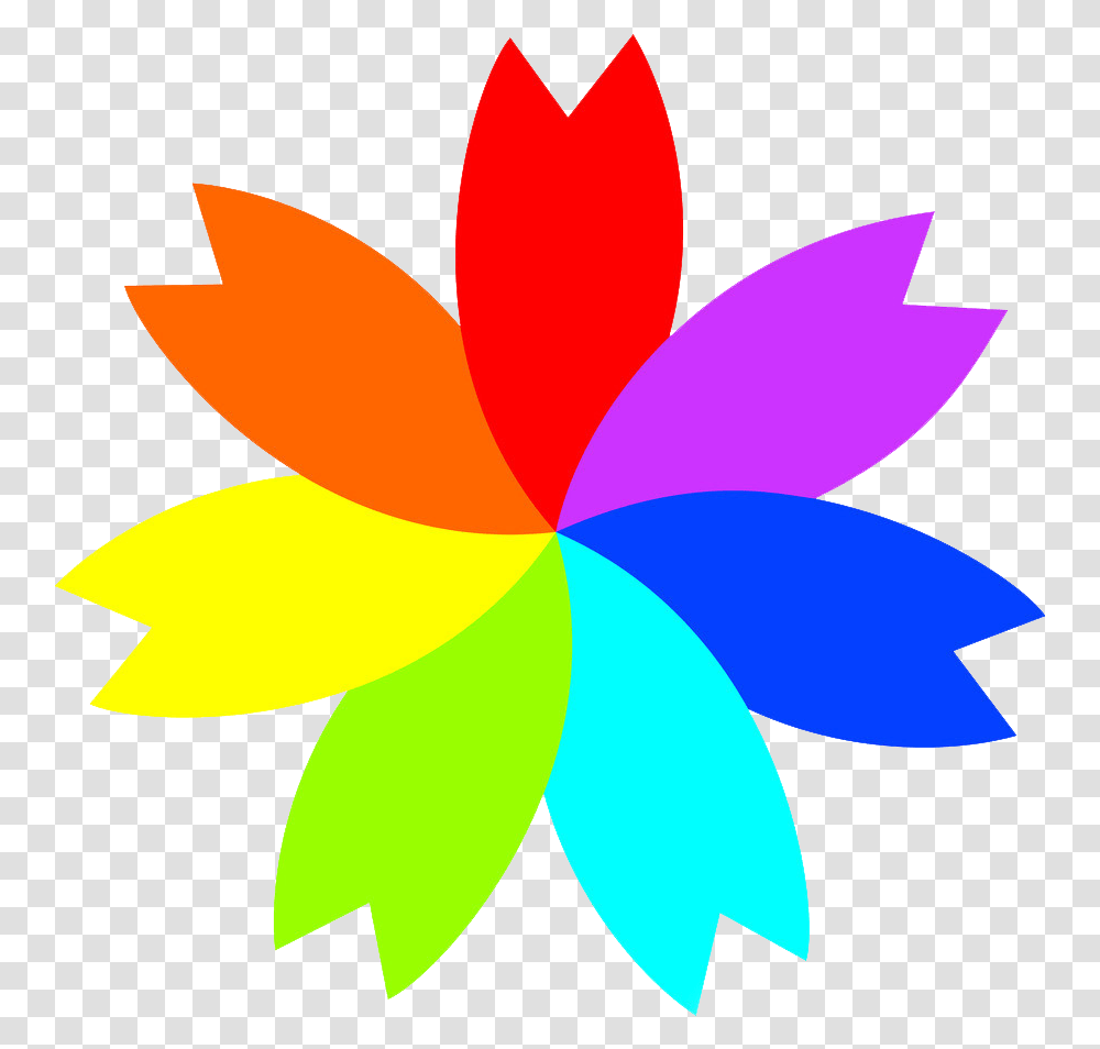 Seven Colors Seven Petal Flower Clipart, Pattern, Ornament, Logo Transparent Png