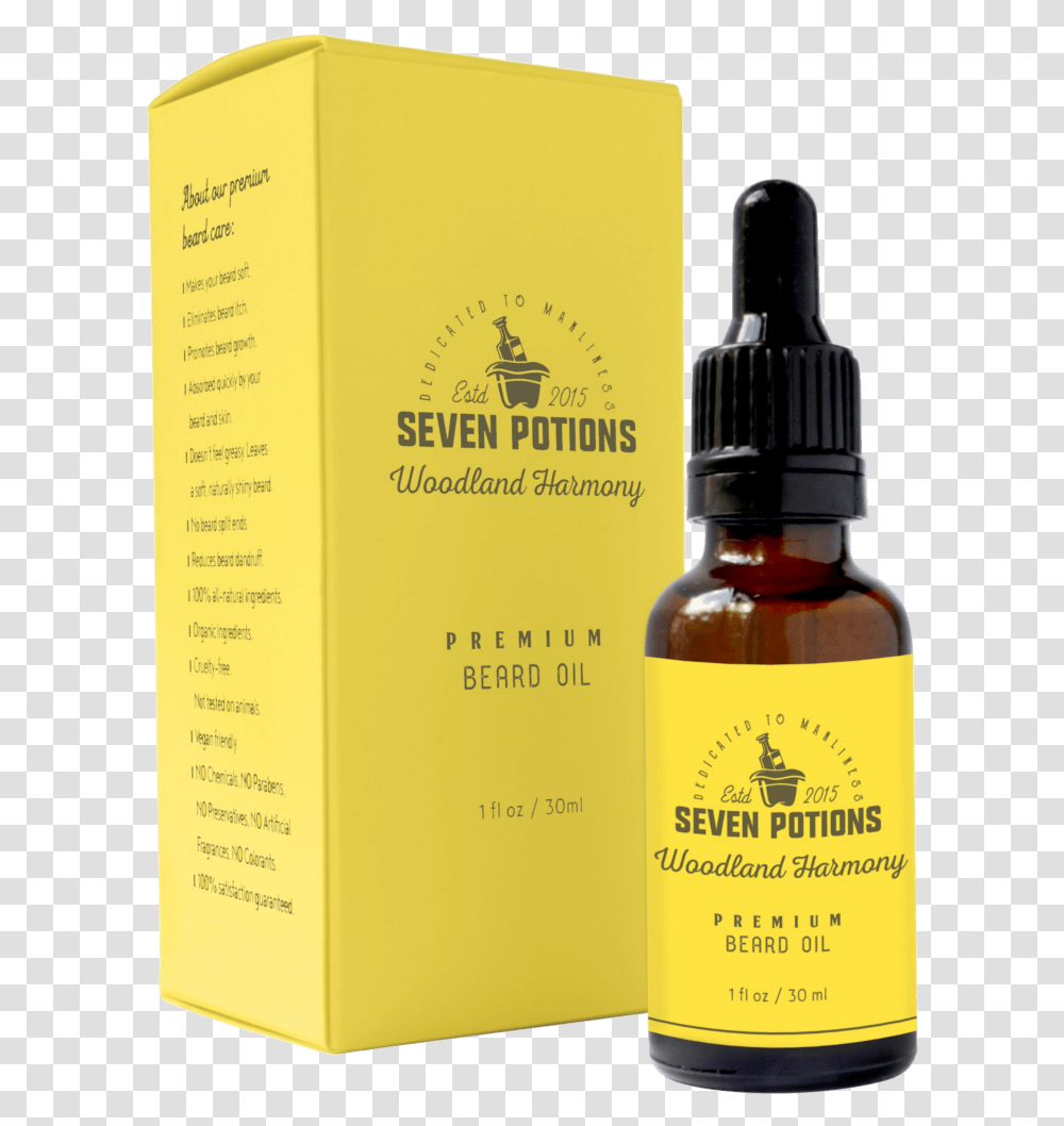 Seven Potions Beard Oil Woodland Harmony To Grow A Fruit, Bottle, Cosmetics, Menu Transparent Png