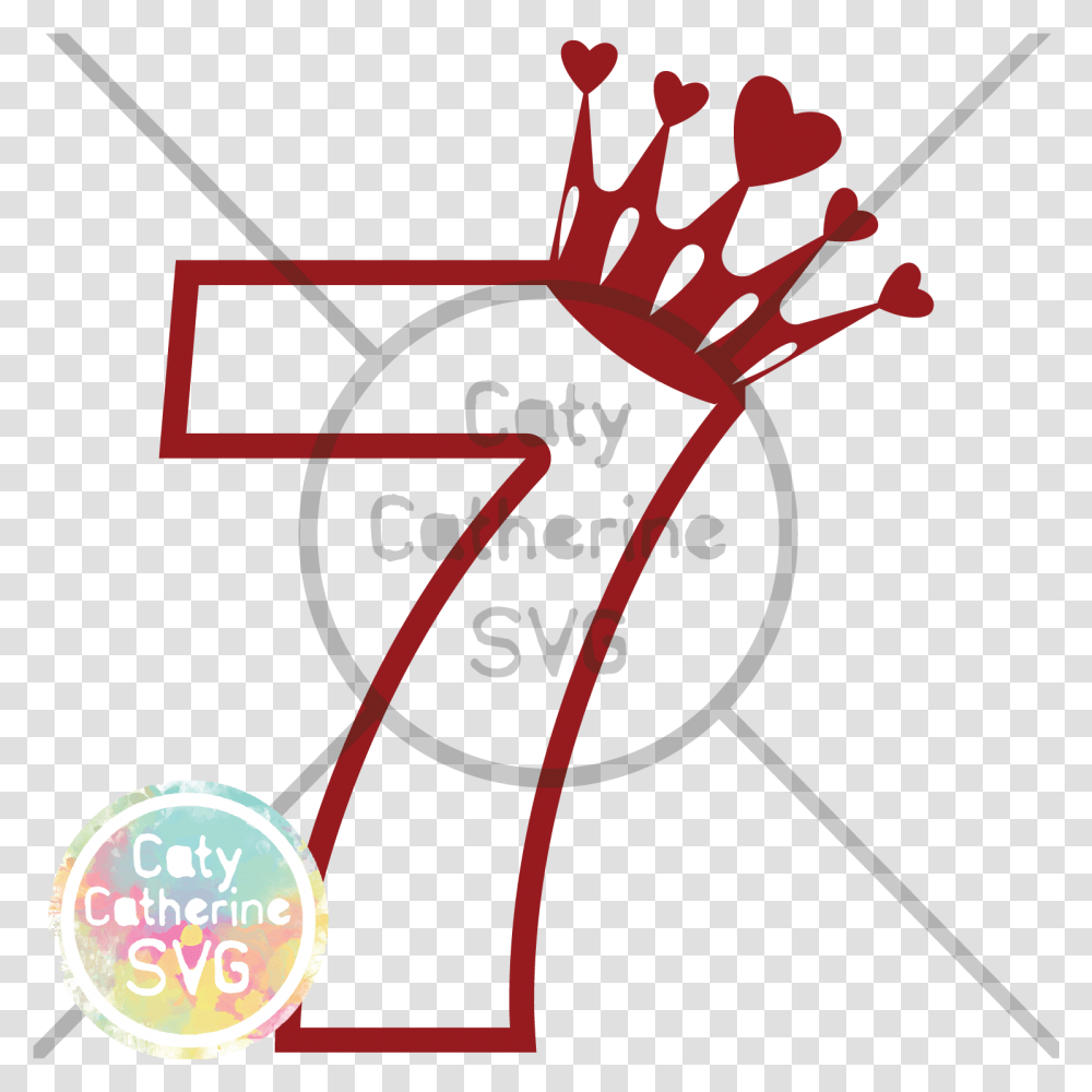 Seven Years Old Birthday Heart Crown Princess Svg Cut File Happy 9 Birthday Svg, Symbol, Text, Hand, Emblem Transparent Png