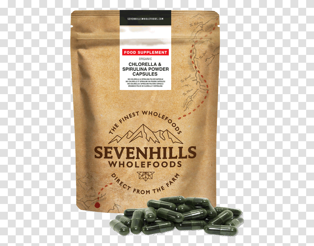 Sevenhills Wholefoods Organic Chlorella Amp Spirulina Chlorella Seven Hills, Medication, Flour, Powder, Bag Transparent Png