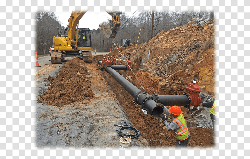Sewer Lines Installation Commercial Water Line Installation Water Line Installation, Pipeline, Person, Human, Fire Hydrant Transparent Png